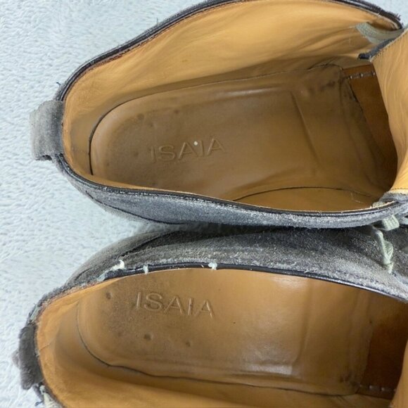 Isaia Napoli Grey Suede Leather Ankle Shoes Men’s Size 12 US Made In Italy - Picture 3 of 14